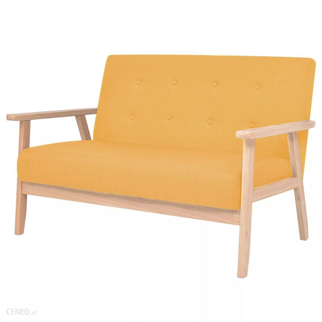 2 osobowa sofa tapicerowana żółta