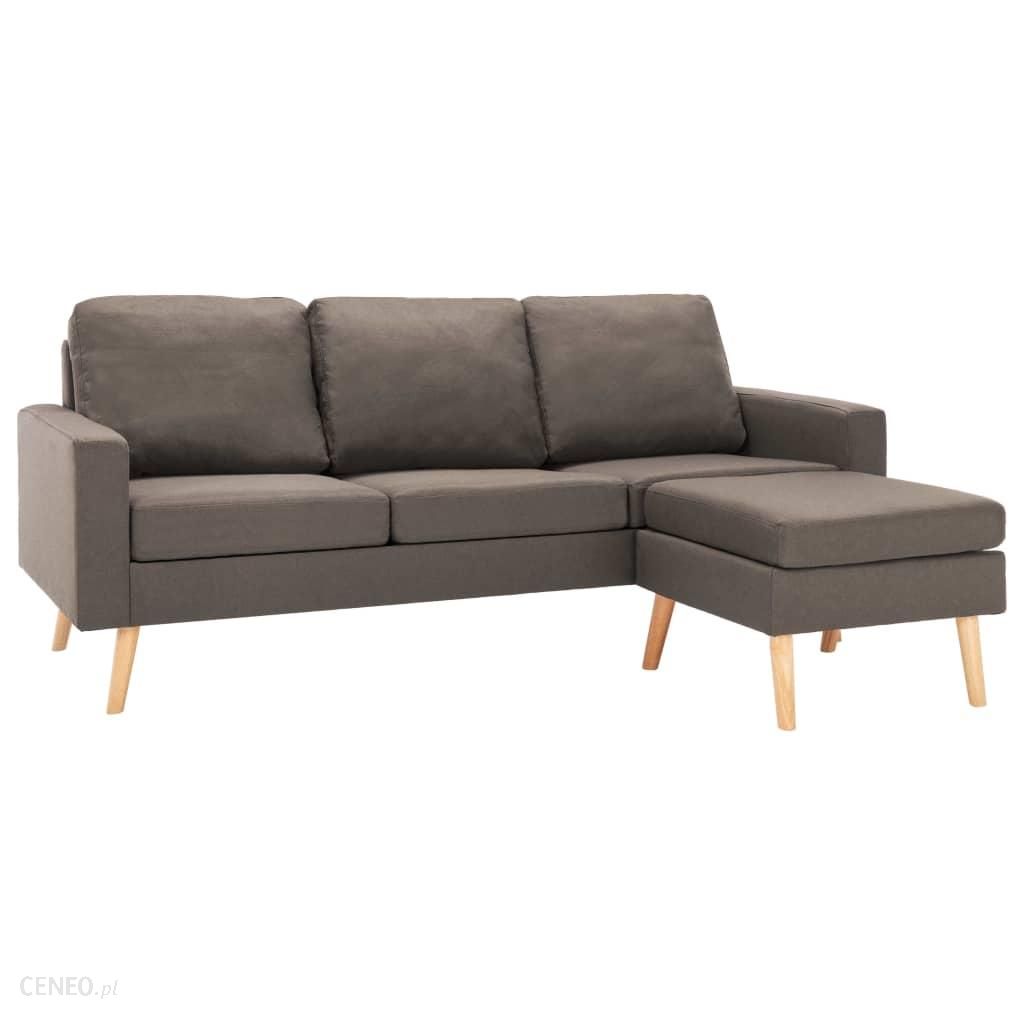 3-Osobowa Sofa Z Podnóżkiem Kolor Taupe Tapicerowana Tkaniną
