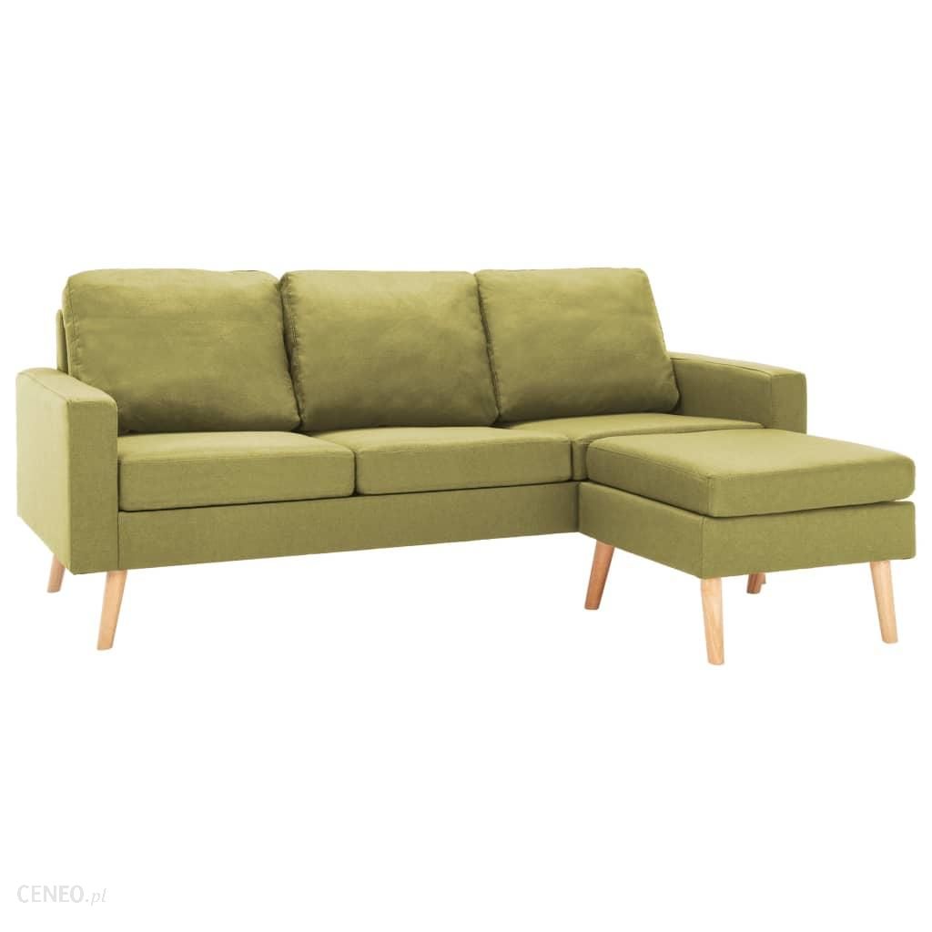 3-Osobowa Sofa Z Podnóżkiem Zielona Tapicerowana Tkaniną