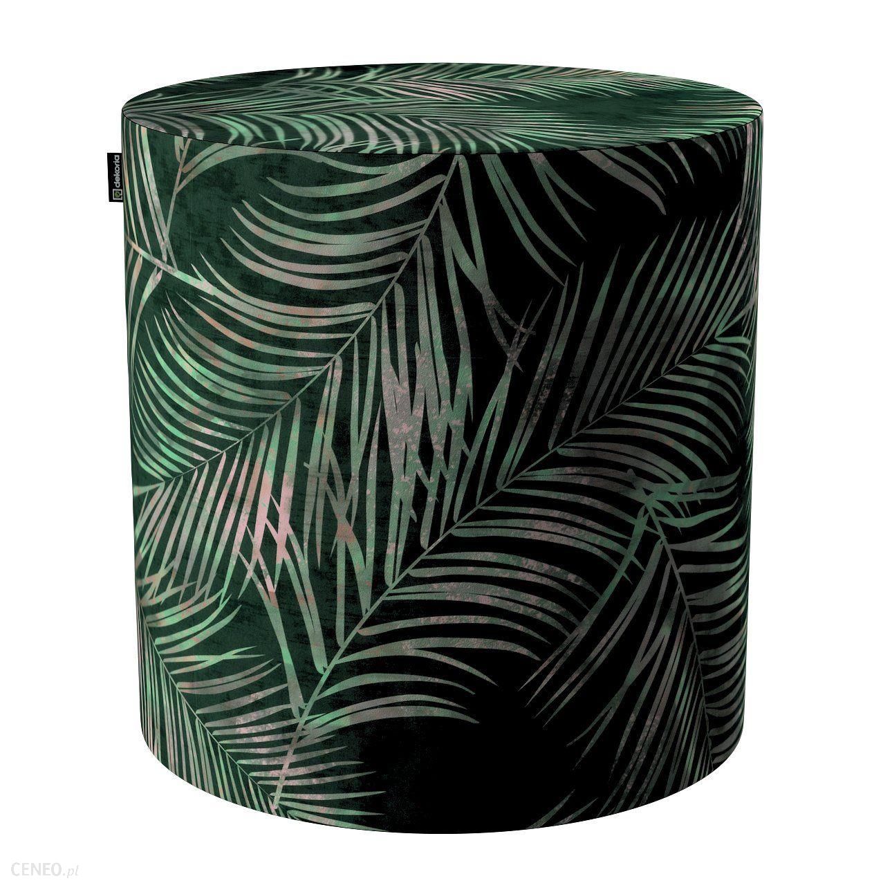 Dekoria Puf Barrel zielony w liście 40 wys. 40 cm Velvet