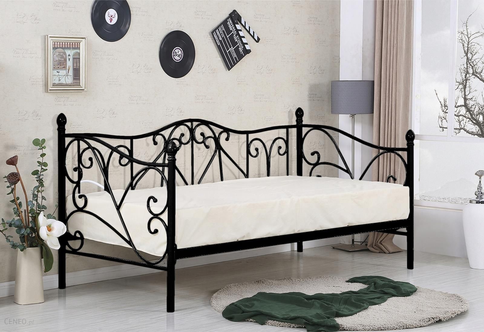 Łóżko Metalowe Sumatra 90X200 cm Czarne Halmar