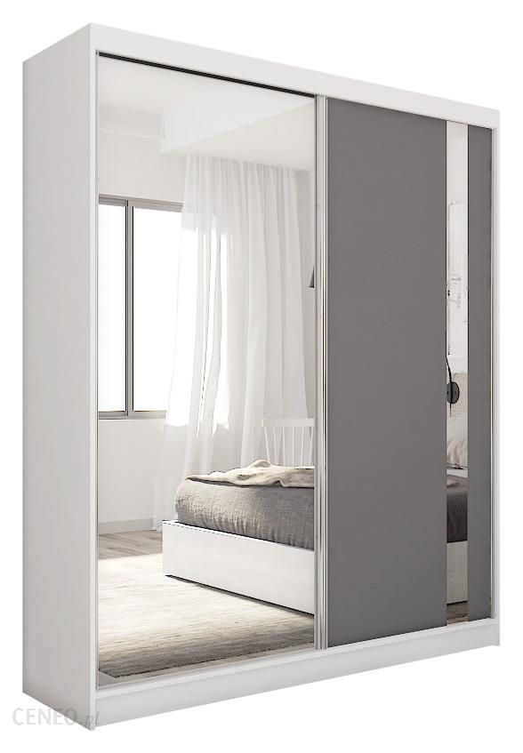 Marpol Szafa przesuwna do sypialni GRECJA 160 cm biała z lustrem