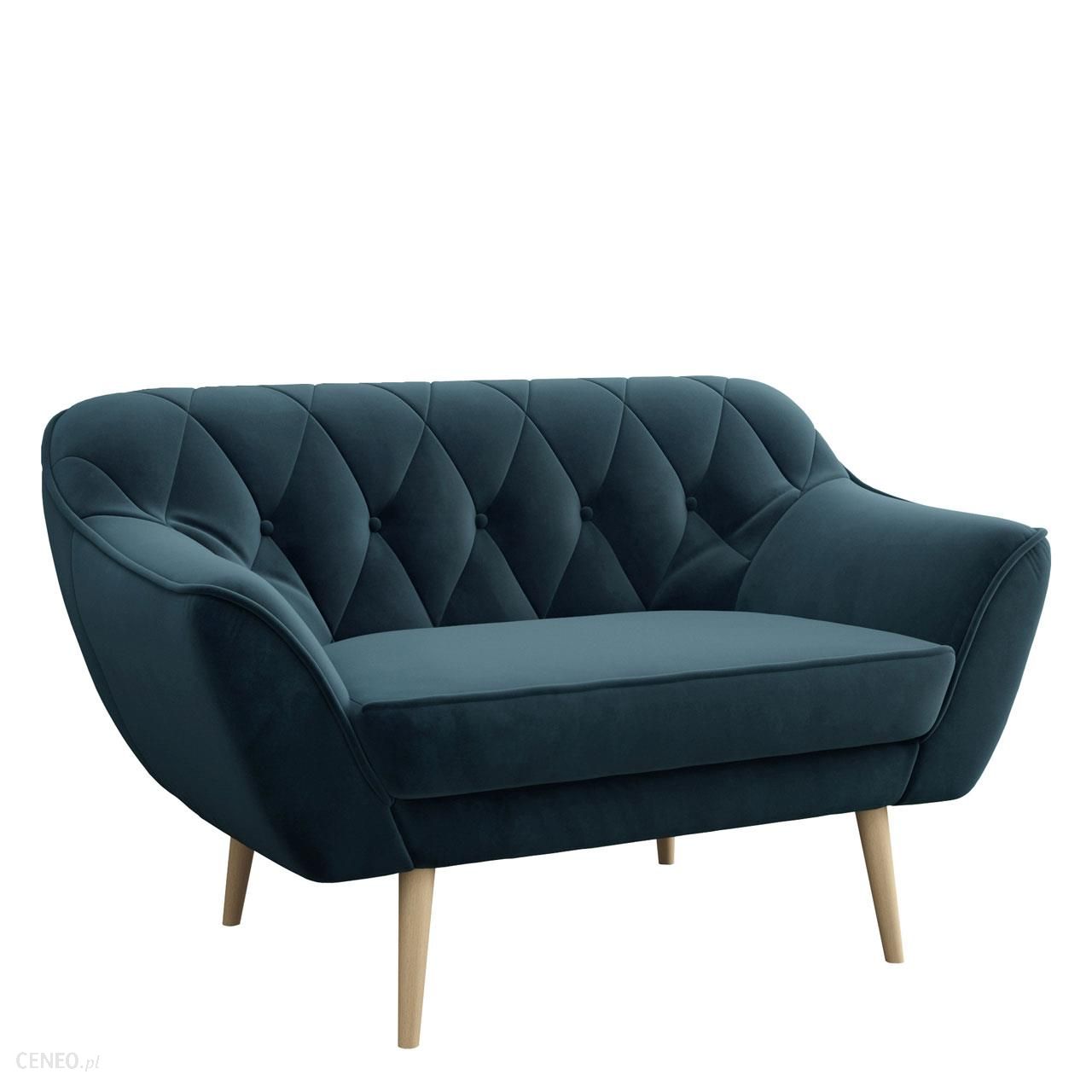 Skandynawska dwuosobowa sofa na wysokich nóżkach PIRS 2 ciemnoniebieska