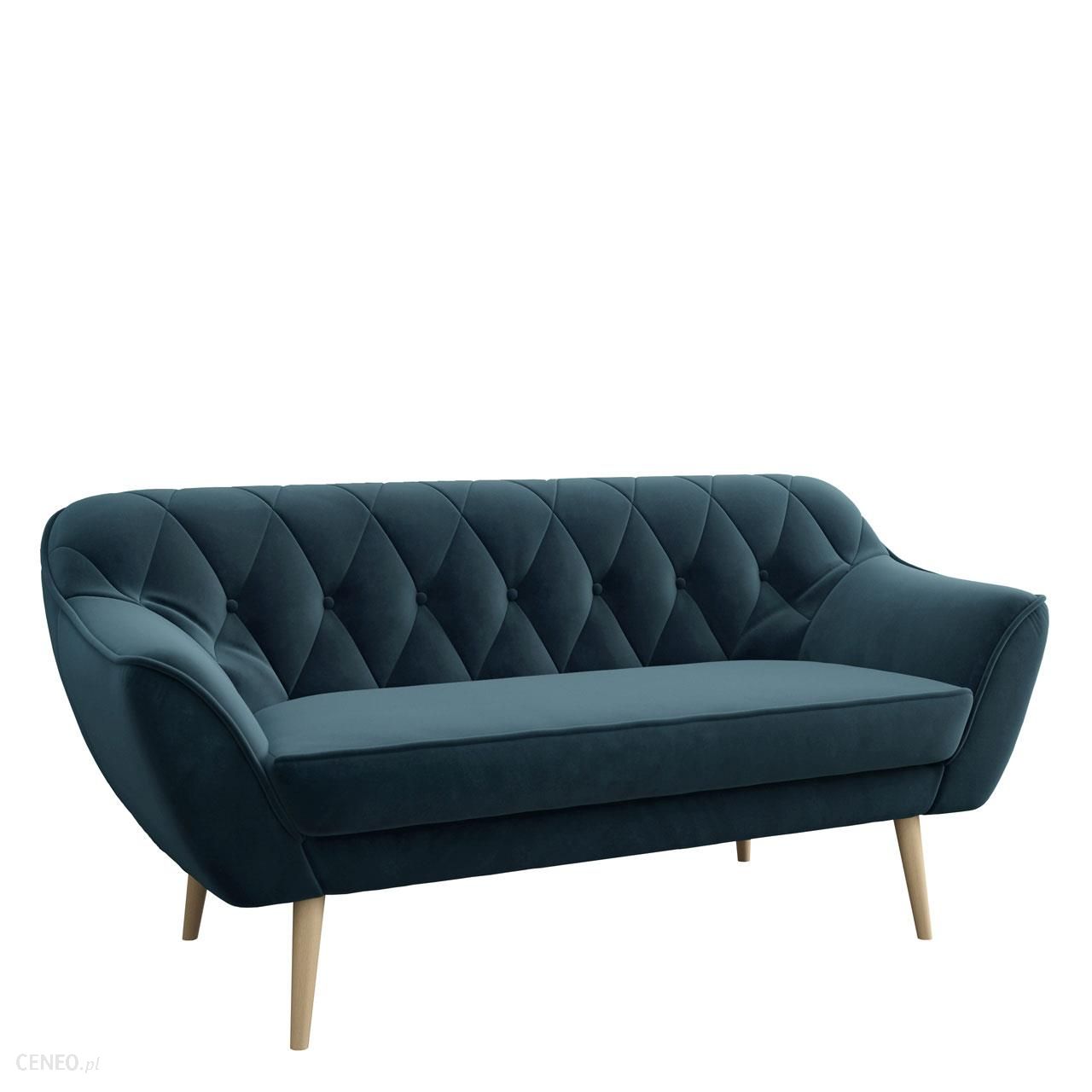 Skandynawska trzyosobowa sofa na wysokich nóżkach PIRS 3 ciemnoniebieska