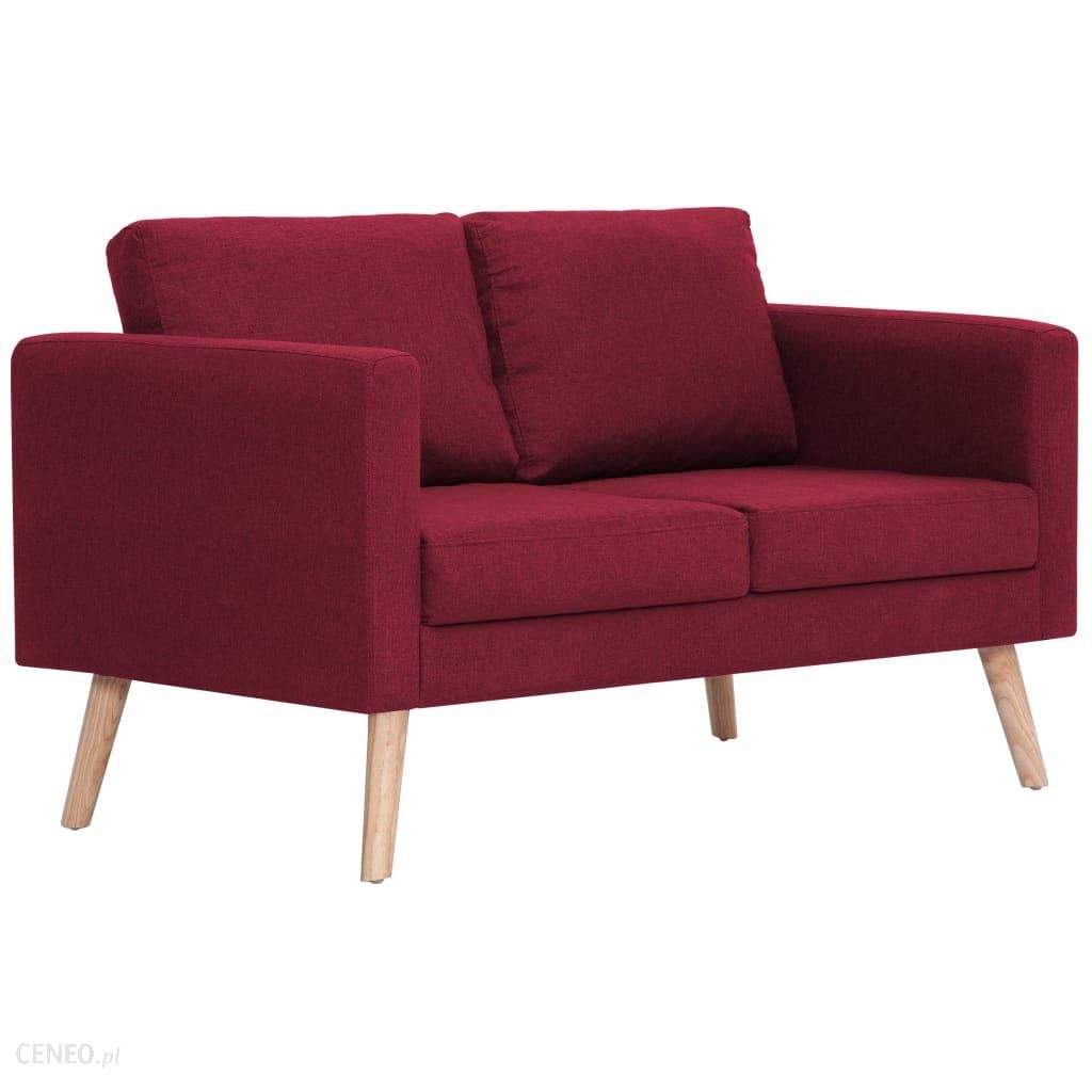 Sofa 2-Osobowa Tapicerowana Tkaniną Kolor Czerwonego Wina