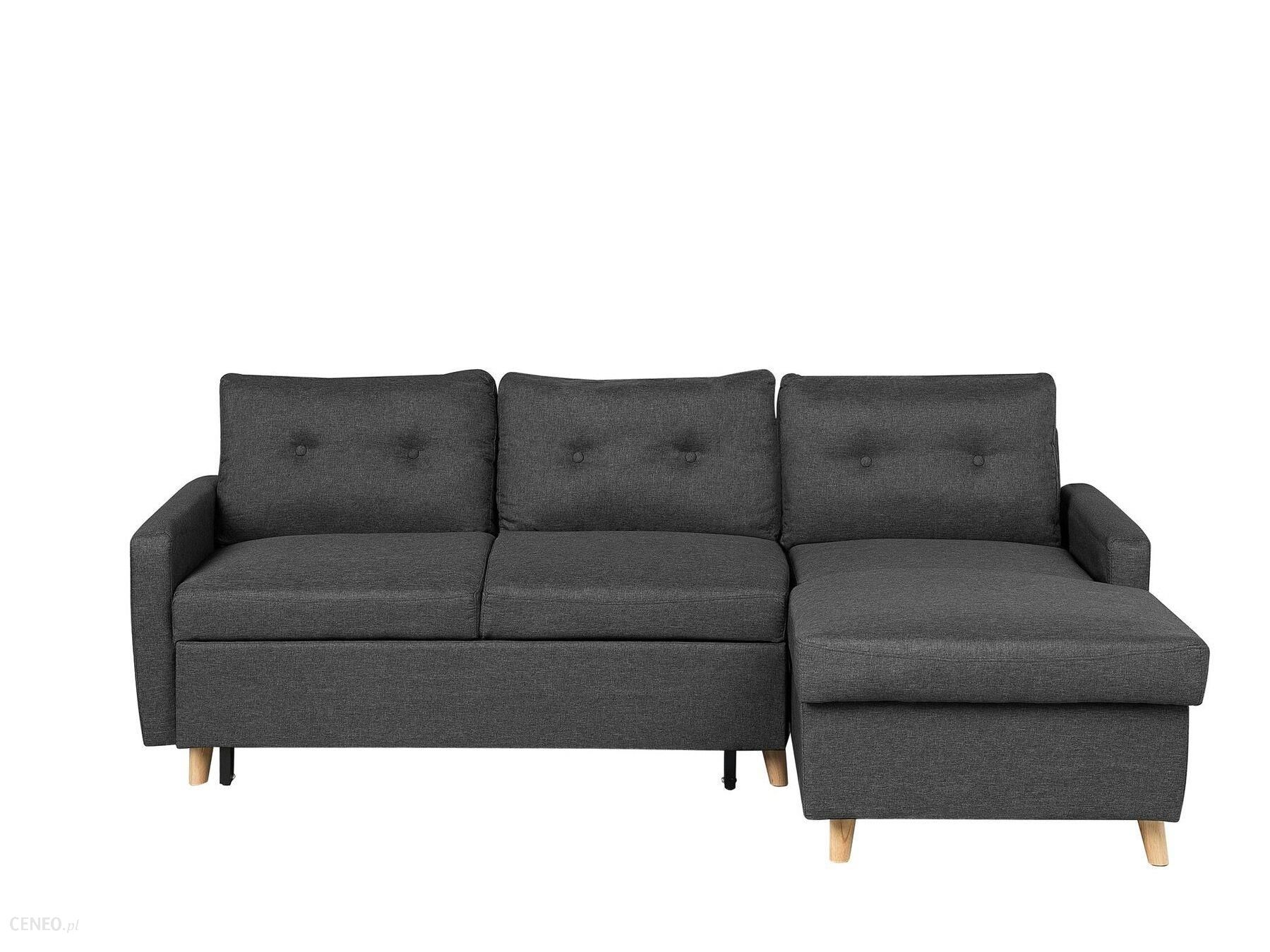 Sofa narożna lewostronna rozkładana ze schowkiem ciemnoszara FLAKK