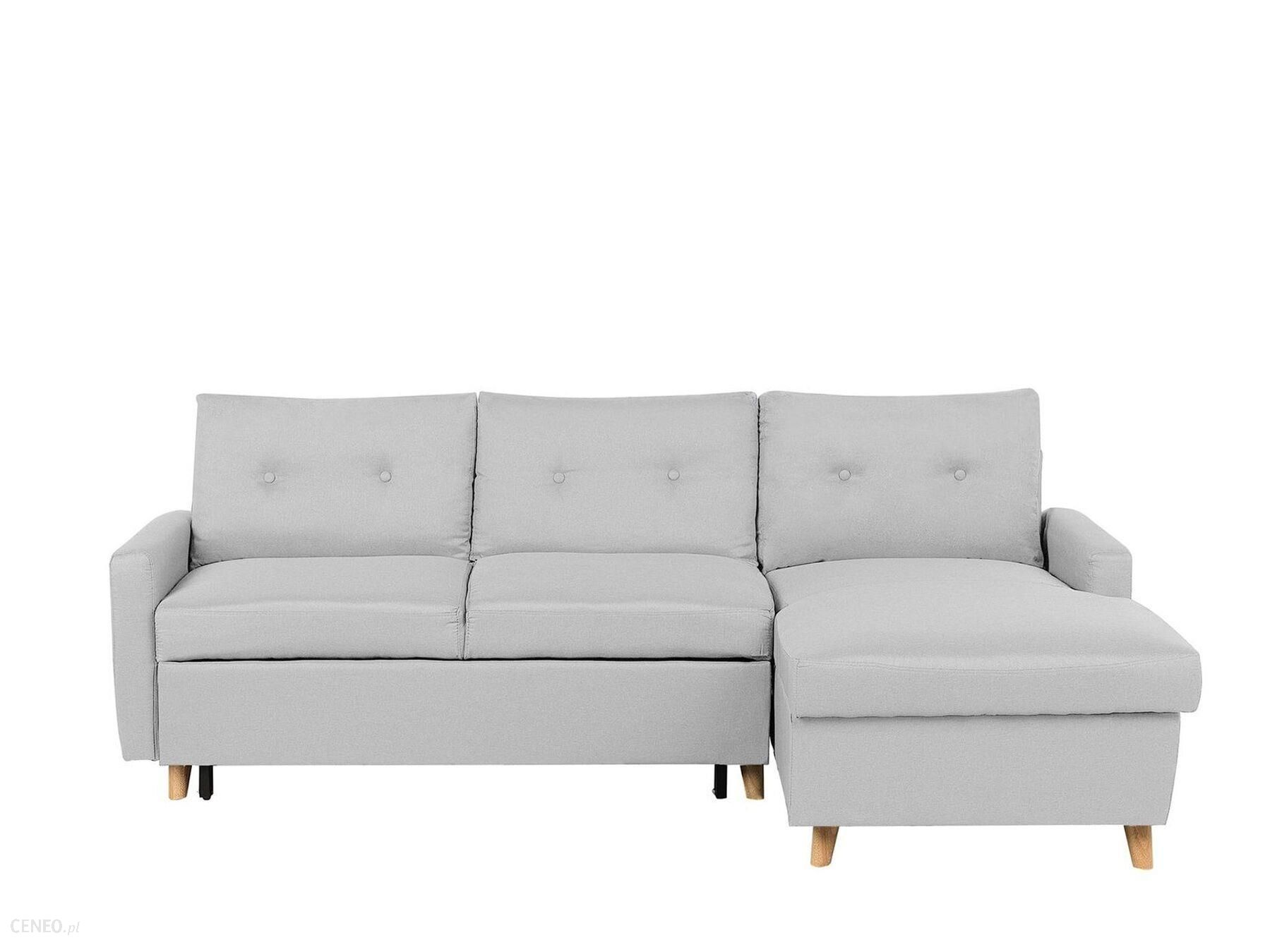 Sofa narożna lewostronna rozkładana ze schowkiem jasnoszara FLAKK
