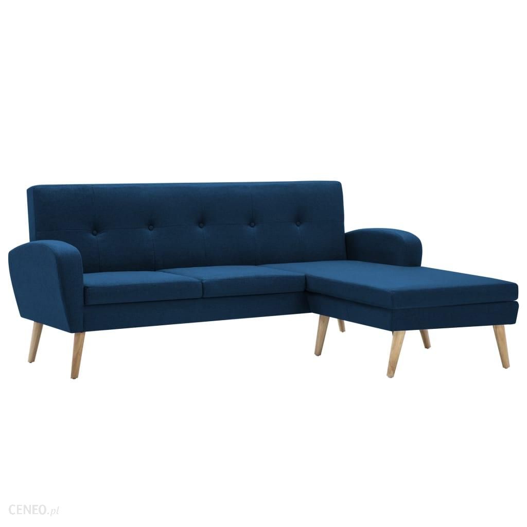 Sofa z leżanką obita tkaniną 186x136x79cm niebieska
