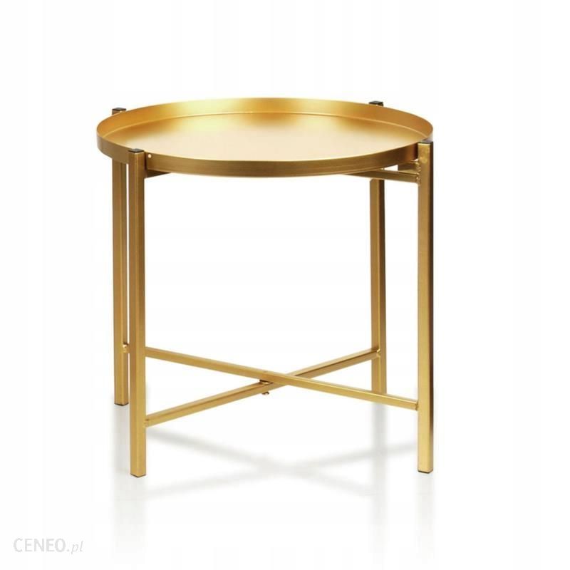 Stolik kawowy złoty metalowy 36 cm z tacą ozdobny