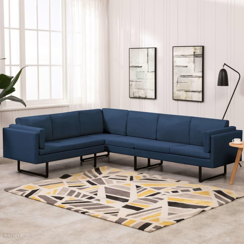 VidaXL Sofa narożna niebieska tapicerowana tkaniną 288163